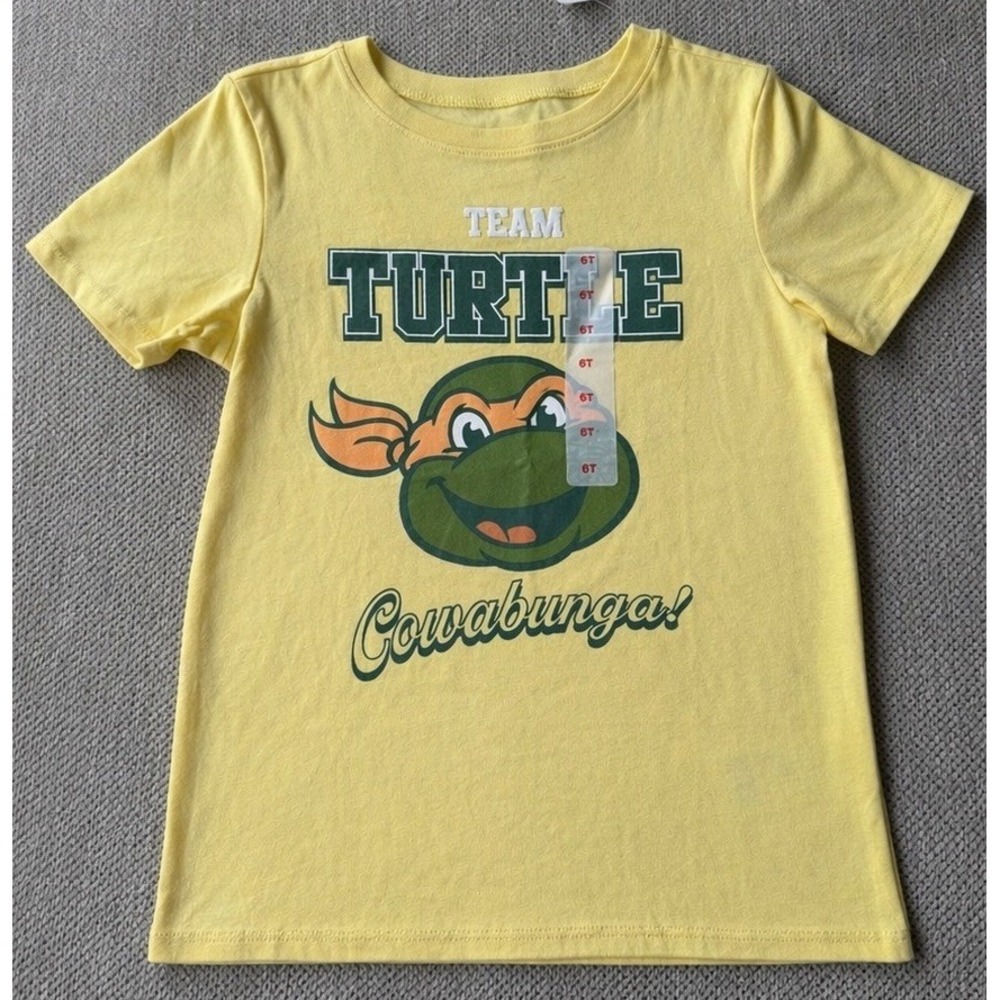 TMNT Ninja Turtles Boys 6T Yellow Team Turtle Graphic T Shirt NWT